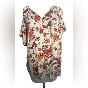 Caslon Casual Blouse w/ tie neckline Size 1X